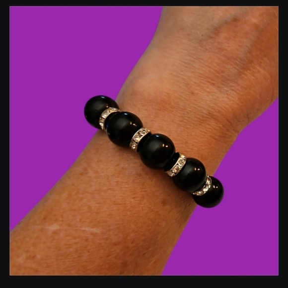 3/$20 Paparazzi Black Acrylic Beaded Macrame Adjustable Slide Bracelet - Picture 1 of 6
